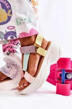 Sandałki Damskie Na Lato Beżowo-Żółte Aurela