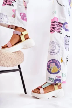 Sandałki Damskie Na Lato Beżowo-Żółte Aurela