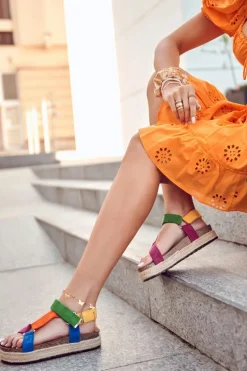 Sandałki Damskie Na Lato Mulitikolor Galia