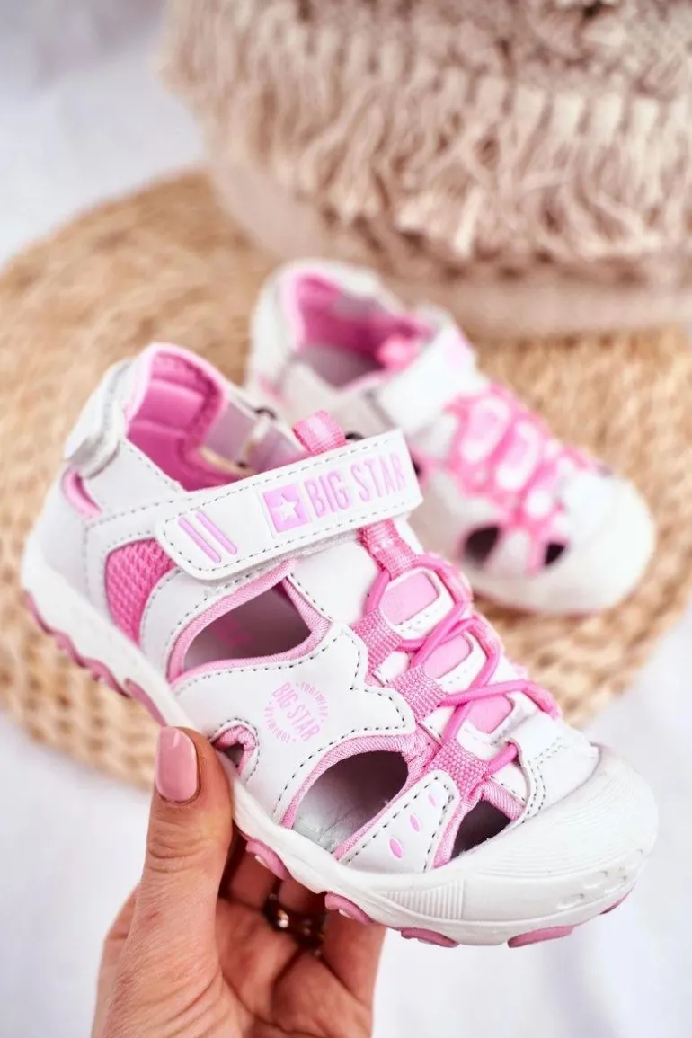Sandałki Dziecięce Big Star Na Rzepy Białe FF374207