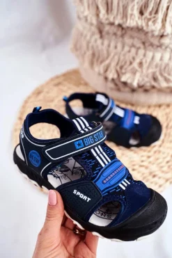 Sandałki Dziecięce Big Star Na Rzepy Granatowe FF374211