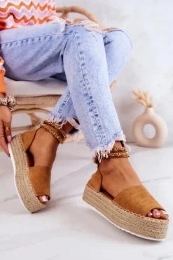Sandałki Espadryle Na Platformie Camel Jeannie