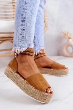Sandałki Espadryle Na Platformie Camel Jeannie