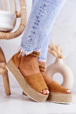Sandałki Espadryle Na Platformie Camel Jeannie