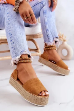 Sandałki Espadryle Na Platformie Camel Jeannie