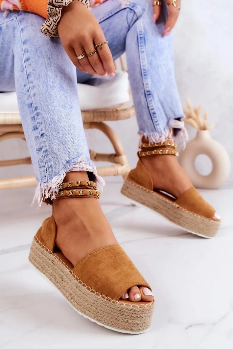 Sandałki Espadryle Na Platformie Camel Jeannie