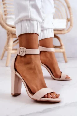Sandałki Na Obcasie Beżowe Georgina