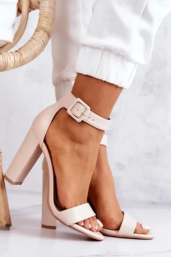 Sandałki Na Obcasie Beżowe Georgina