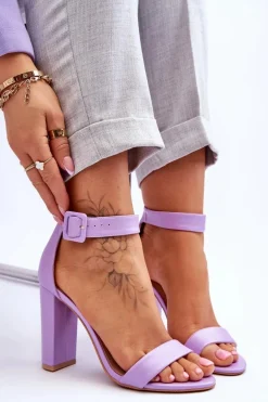 Sandałki Na Obcasie Fioletowe Georgina