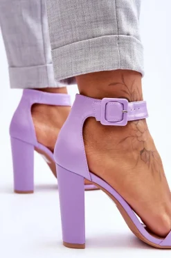 Sandałki Na Obcasie Fioletowe Georgina