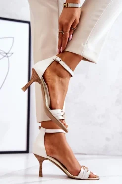 Sandałki Na Obcasie Laura Messi 2366 Beżowe