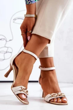 Sandałki Na Obcasie Laura Messi 2366 Beżowe