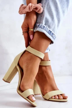 Sandałki Na Obcasie Pastelowy Zielony Georgina