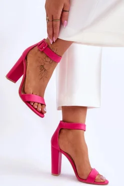 Sandałki Na Obcasie Różowe Georgina