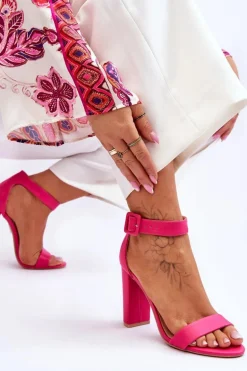 Sandałki Na Obcasie Różowe Georgina