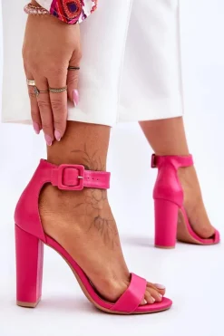 Sandałki Na Obcasie Różowe Georgina
