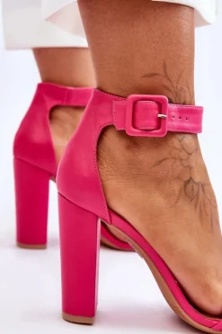 Sandałki Na Obcasie Różowe Georgina