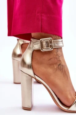 Sandałki Na Obcasie Złote Georgina