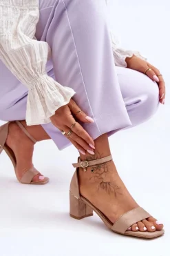 Sandałki Na Stabilnym Obcasie Beżowe Palermo