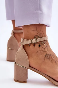 Sandałki Na Stabilnym Obcasie Beżowe Palermo