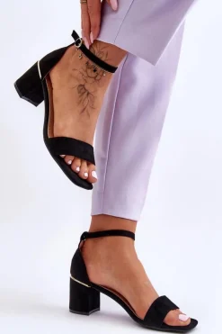 Sandałki Na Stabilnym Obcasie Czarne Palermo