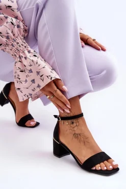 Sandałki Na Stabilnym Obcasie Czarne Palermo