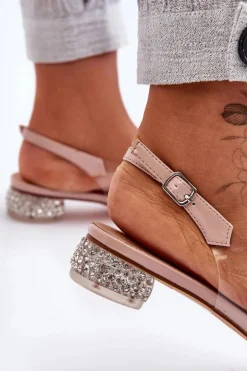 Sandałki Transparentne z Ozdobami Różowe S.Barski MR1037-05