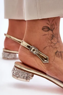 Sandałki Transparentne z Ozdobami Złote S.Barski MR1037-05