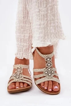 Sandały Damski Płaskie Z Plecionymi Paskami Artiker 56C1323 Biale