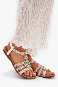 Sandały Damski Płaskie Z Plecionymi Paskami Artiker 56C1323 Biale