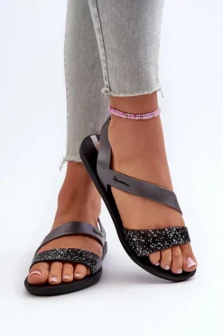 Sandały Damskie 82429 Ipanema Vibe Sandal Fem Czarno-Srebrne