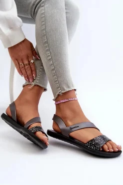 Sandały Damskie 82429 Ipanema Vibe Sandal Fem Czarno-Srebrne