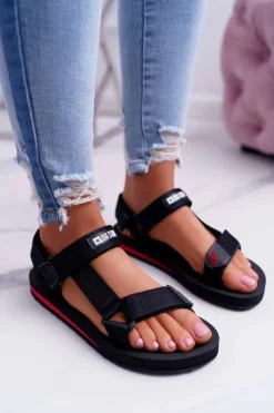 Sandały Damskie Big Star Na Rzepy Czarne DD274A282