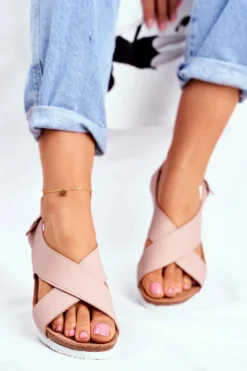 Sandały Damskie Big Star Pudrowy Róż FF274624