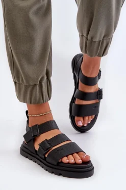 Sandały Damskie Eko Skórzane Big Star NN274065 Czarne