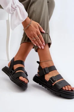 Sandały Damskie Eko Skórzane Big Star NN274065 Czarne