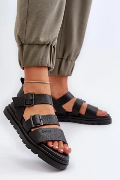 Sandały Damskie Eko Skórzane Big Star NN274065 Czarne