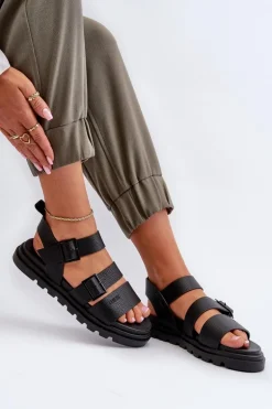 Sandały Damskie Eko Skórzane Big Star NN274065 Czarne