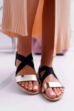 Sandały Damskie Eleganckie Złote Carme