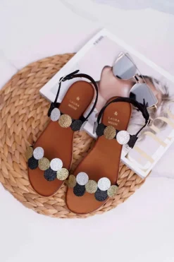 Sandały Damskie Eleganckie Czarne Laura Messi 1948