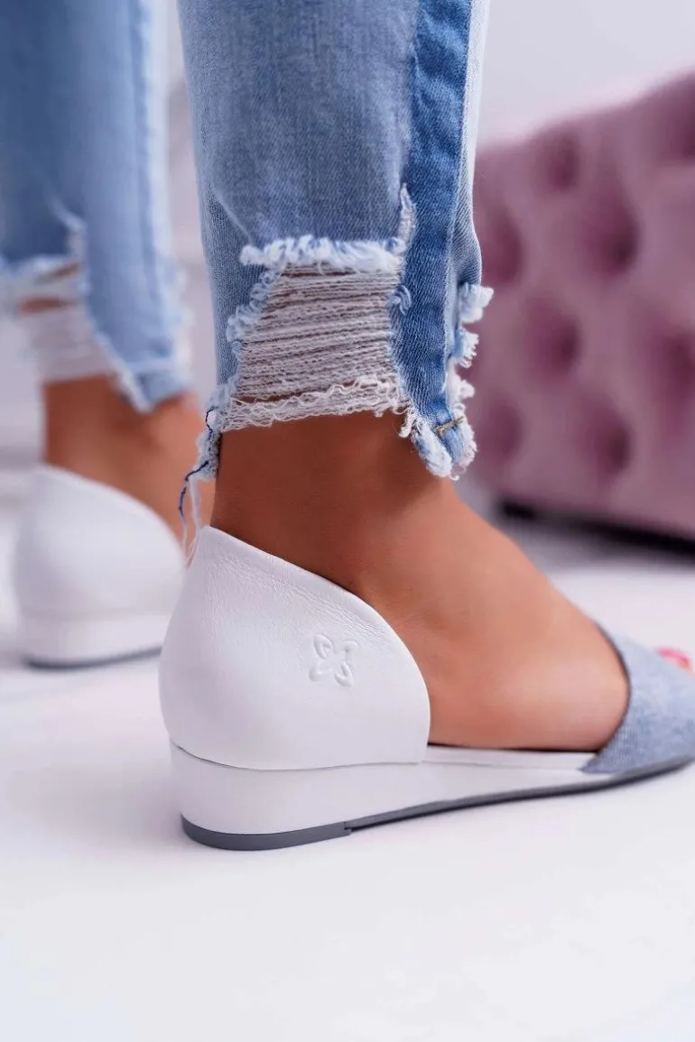 Sandały Damskie Maciejka Skórzane Białe 1971 Nomara