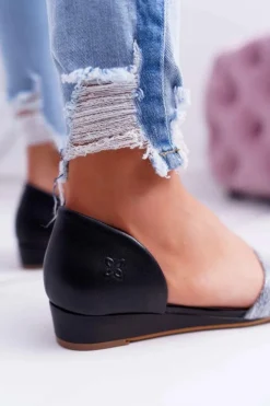 Sandały Damskie Maciejka Skórzane Czarne 1971 Nomara