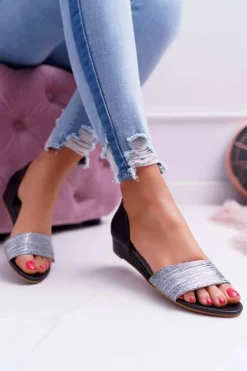 Sandały Damskie Maciejka Skórzane Czarne 1971 Nomara