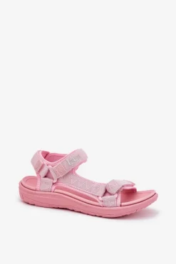 Sandały Damskie Materiałowe Na Rzepy Lee Cooper LCW-25-34-3561L Różowe