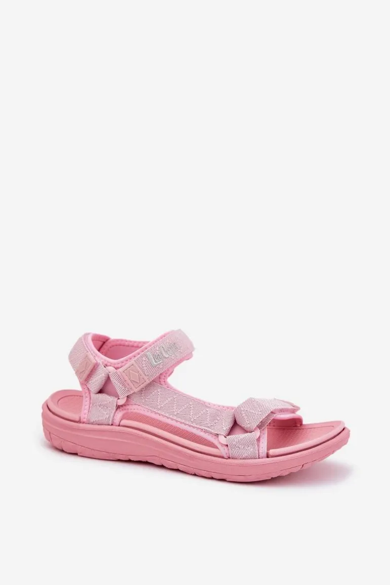 Sandały Damskie Materiałowe Na Rzepy Lee Cooper LCW-25-34-3561L Różowe