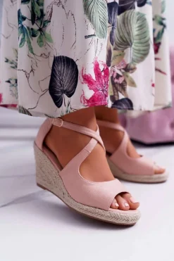 Sandały Damskie Na Espadrylu Różowe Margus