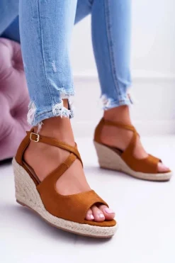 Sandały Damskie Na Espadrylu Camel Margus