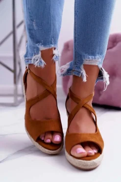 Sandały Damskie Na Espadrylu Camel Margus