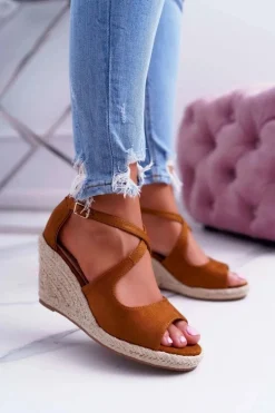 Sandały Damskie Na Espadrylu Camel Margus