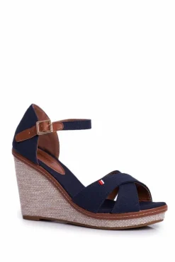 Sandały Damskie Na Koturnie Granatowe LaMane